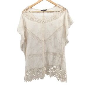 Lane Bryant Cream Crochet Lace Boho Blouse